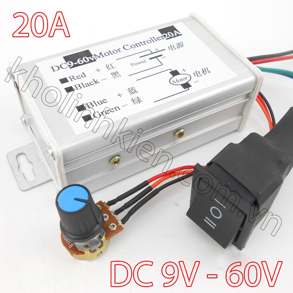 Bộ điều khiển tốc độ động cơ DC 9V-60V 20A (có đảo chiều)